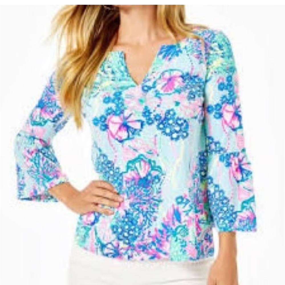 Lilly Pulitzer Multicolor Floral V-Neck Blouse
